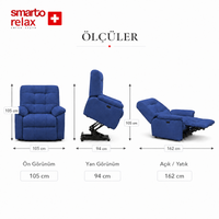 Smarto Relax Porto Liftli TV Koltuğu Çift Motorlu Elektrikli Hasta Koltuğu Polyester Kumaş Baba Koltuğu
