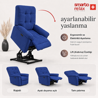 Smarto Relax Porto Liftli TV Koltuğu Çift Motorlu Elektrikli Hasta Koltuğu Polyester Kumaş Baba Koltuğu