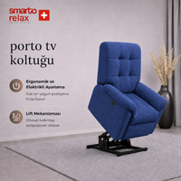 Smarto Relax Porto Liftli TV Koltuğu Çift Motorlu Elektrikli Hasta Koltuğu Polyester Kumaş Baba Koltuğu
