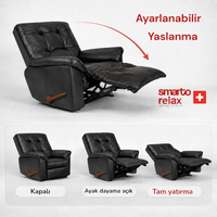 Smarto Relax VIP Manuel TV Koltuğu – Gerçek İtalyan Deri, Ceviz Ahşap Sırt Detaylı Baba Koltuğu