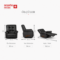 Smarto Relax VIP Manuel TV Koltuğu – Gerçek İtalyan Deri, Ceviz Ahşap Sırt Detaylı Baba Koltuğu