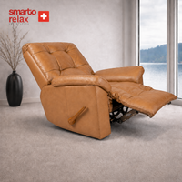 Smarto Relax VIP Manuel TV Koltuğu – Gerçek İtalyan Deri, Ceviz Ahşap Sırt Detaylı Baba Koltuğu