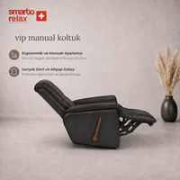 Smarto Relax VIP Manuel TV Koltuğu – Gerçek İtalyan Deri, Ceviz Ahşap Sırt Detaylı Baba Koltuğu