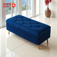 Smarto Relax Puf Appenzell Sandıklı Kapitoneli Ayaklı Dekoratif 100x40x45 cm