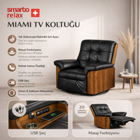 Smarto Relax Miami Electric Swivel Rocker Recliner with Control Panel, Massage Panel, Ergonomic Leather Design, Recliner Chair