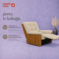 Smarto Relax Porto TV Koltuğu Ahşap Yan Panelli Elektrikli Kontrollü Nefes Alabilir Kumaş Baba Koltuğu