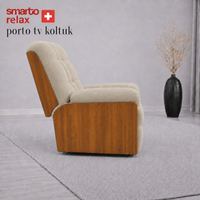 Smarto Relax Porto TV Koltuğu Ahşap Yan Panelli Elektrikli Kontrollü Nefes Alabilir Kumaş Baba Koltuğu