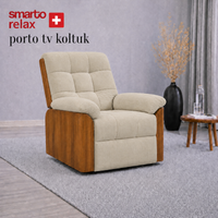 Smarto Relax Porto TV Koltuğu Ahşap Yan Panelli Elektrikli Kontrollü Nefes Alabilir Kumaş Baba Koltuğu