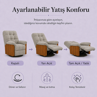 Smarto Relax Porto Elektrikli Masajlı Isıtmalı Döner Sallanan Ahşap Yan Panelli Polyester TV Koltuğu Baba Koltuğu
