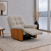 Smarto Relax Porto Elektrikli Masajlı Isıtmalı Döner Sallanan Ahşap Yan Panelli Polyester TV Koltuğu Baba Koltuğu