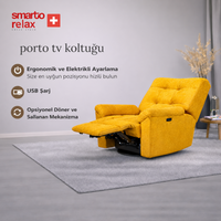 Smarto Relax TV Armchair PORTO Comfort Swivel and Rocking Electric Mechanism Recliner with Backrest Control Panel Ergonomic 8 Color Options Decorative Grandfather Armchair