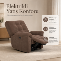 Smarto Relax Porto Comfort Elektrikli Döner Sallanan TV Koltuğu Kontrol Panelli Ergonomik Polyester  Baba Koltuğu