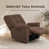 Smarto Relax Porto Comfort Elektrikli Döner Sallanan TV Koltuğu Kontrol Panelli Ergonomik Polyester  Baba Koltuğu