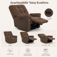 Smarto Relax Porto Comfort Elektrikli Döner Sallanan TV Koltuğu Kontrol Panelli Ergonomik Polyester  Baba Koltuğu