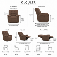Smarto Relax Porto Comfort Elektrikli Döner Sallanan TV Koltuğu Kontrol Panelli Ergonomik Polyester  Baba Koltuğu