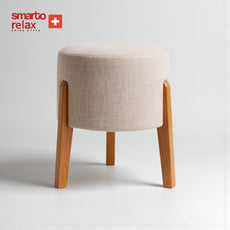 Smarto-Ahşap Ayaklı Krem Puf2
