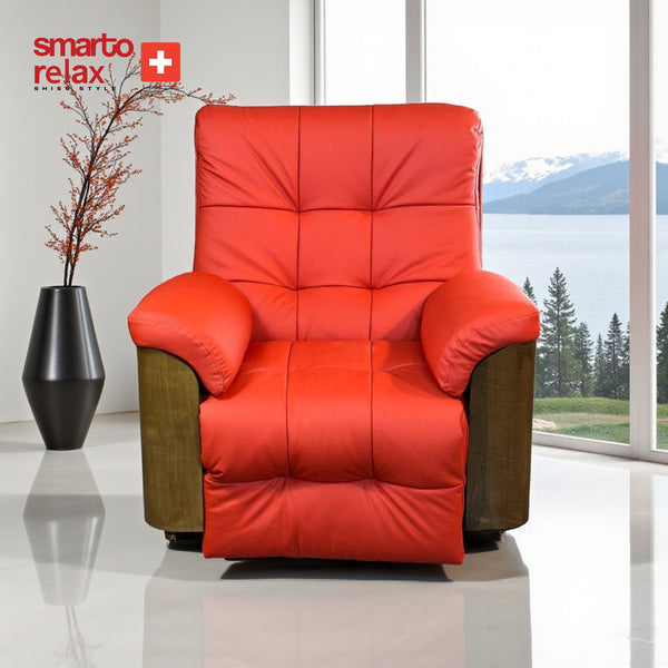 Smarto Relax TV Koltuğu Berlin Elektrikli Kontrol Panelli Sırt Dayanağı Kontrol Panelli Ergonomik Kırmızı Deri Dekoratif Baba Koltuğu – Default Title