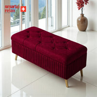 Smarto Relax Puf Appenzell Sandıklı Kapitoneli Ayaklı Dekoratif 100x40x45 cm