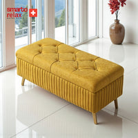 Smarto Relax Puf Appenzell Sandıklı Kapitoneli Ayaklı Dekoratif 100x40x45 cm