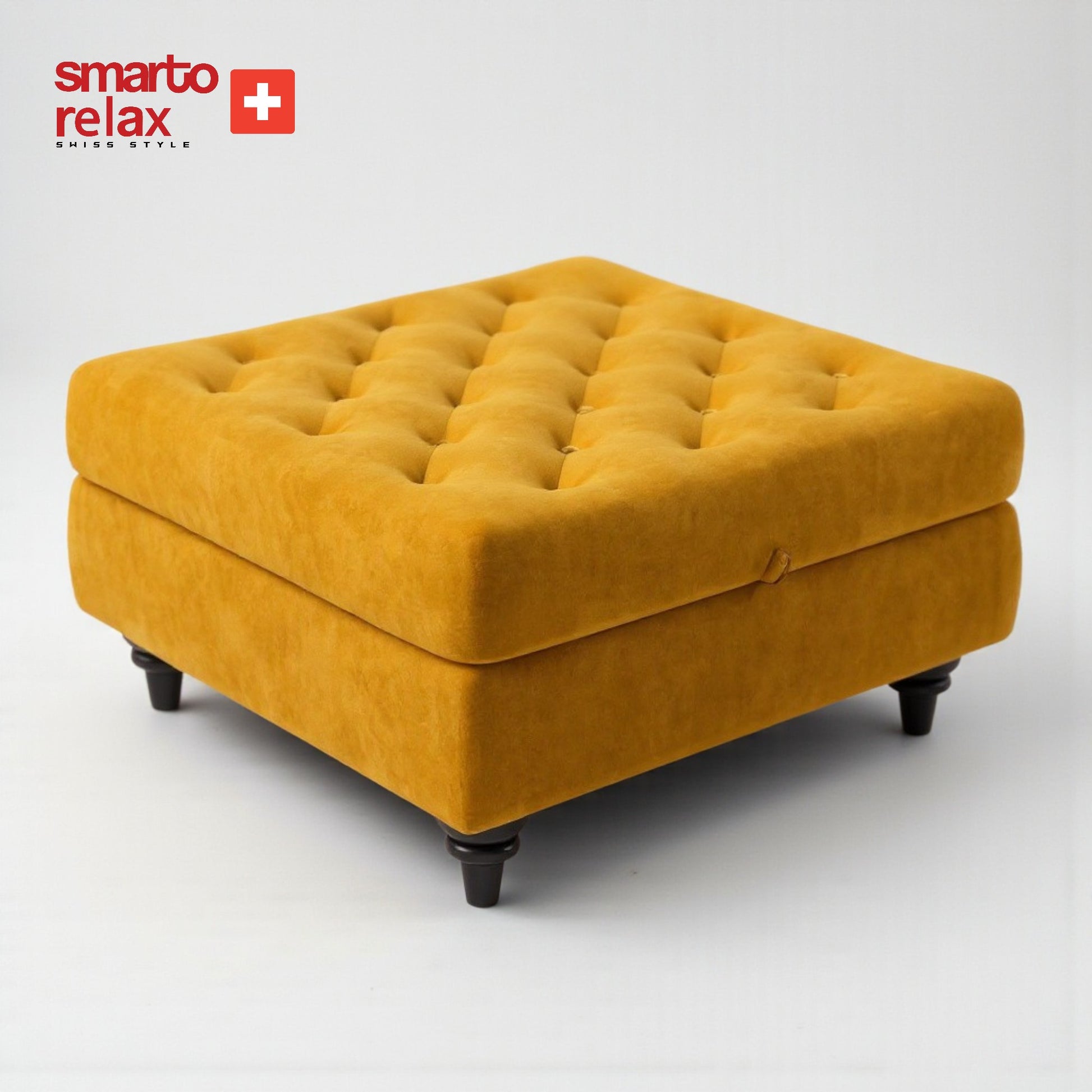 Smarto relax-Sarı Kare Ayaklı Kapitone Puf2