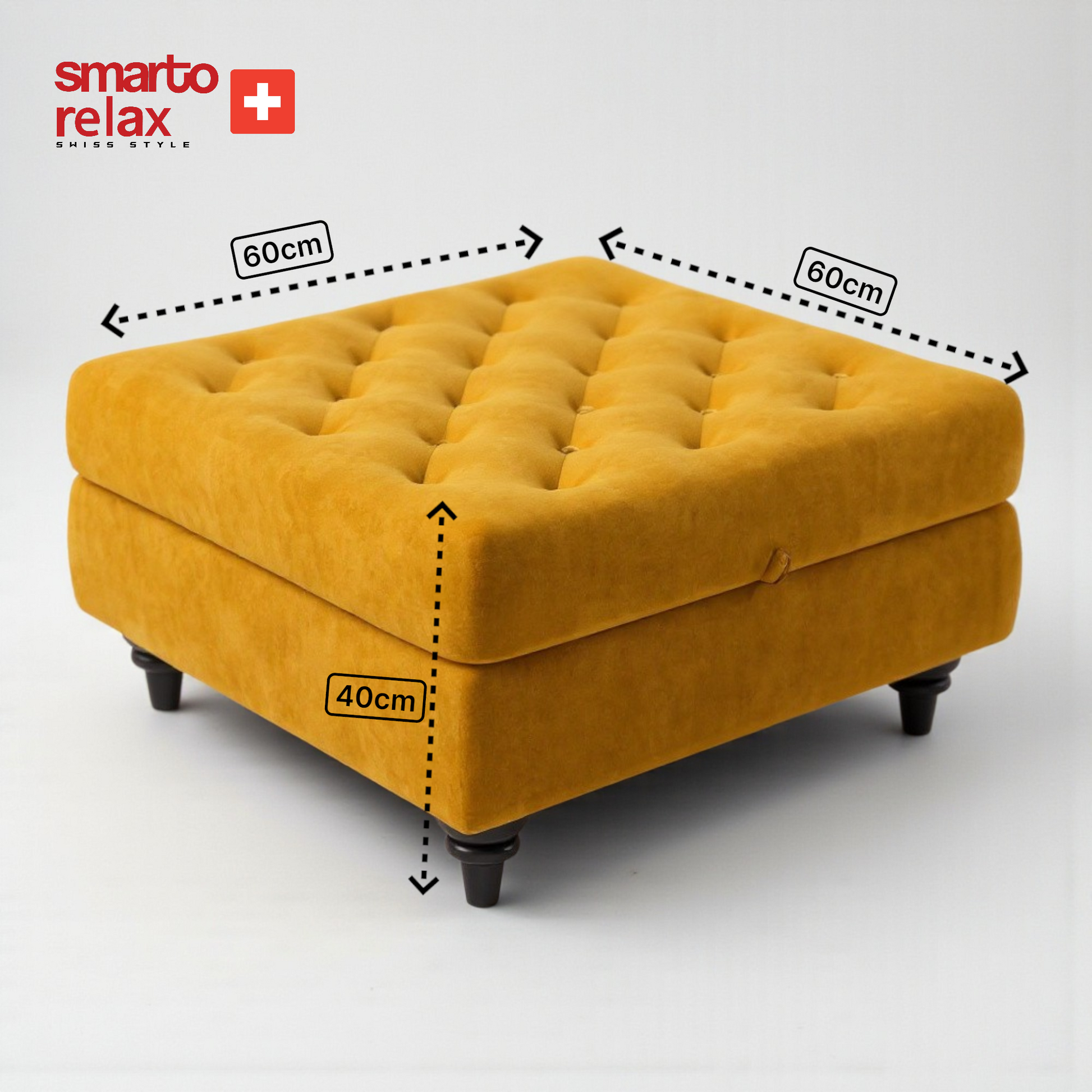 Smarto relax-Sarı Kare Ayaklı Kapitone Puf3