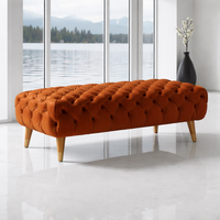 Smarto Relax Puf Adelboden Ahşap Ayaklı Kapitoneli 100x50x40 cm