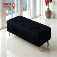 Smarto Relax Puf Appenzell Sandıklı Kapitoneli Ayaklı Dekoratif 100x40x45 cm