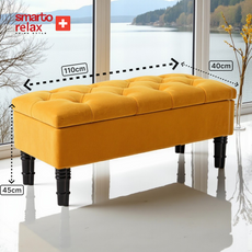 Smarto-Sarı Siyah Ayaklı Sandıklı Kapitone Puf4