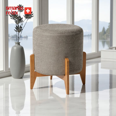 Smarto-Ahşap Ayaklı Gri Puf