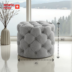 Smarto-Gri Yuvarlak Ayaksız Kapitone Puf4
