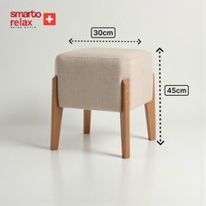 Smarto-Ahşap Ayaklı Krem Kare Puf3