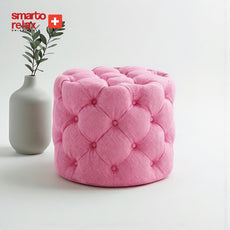 Smarto-Pembe Yuvarlak Ayaksız Kapitone Puf2