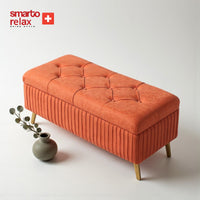 Smarto Relax Puf Appenzell Sandıklı Kapitoneli Ayaklı Dekoratif 100x40x45 cm