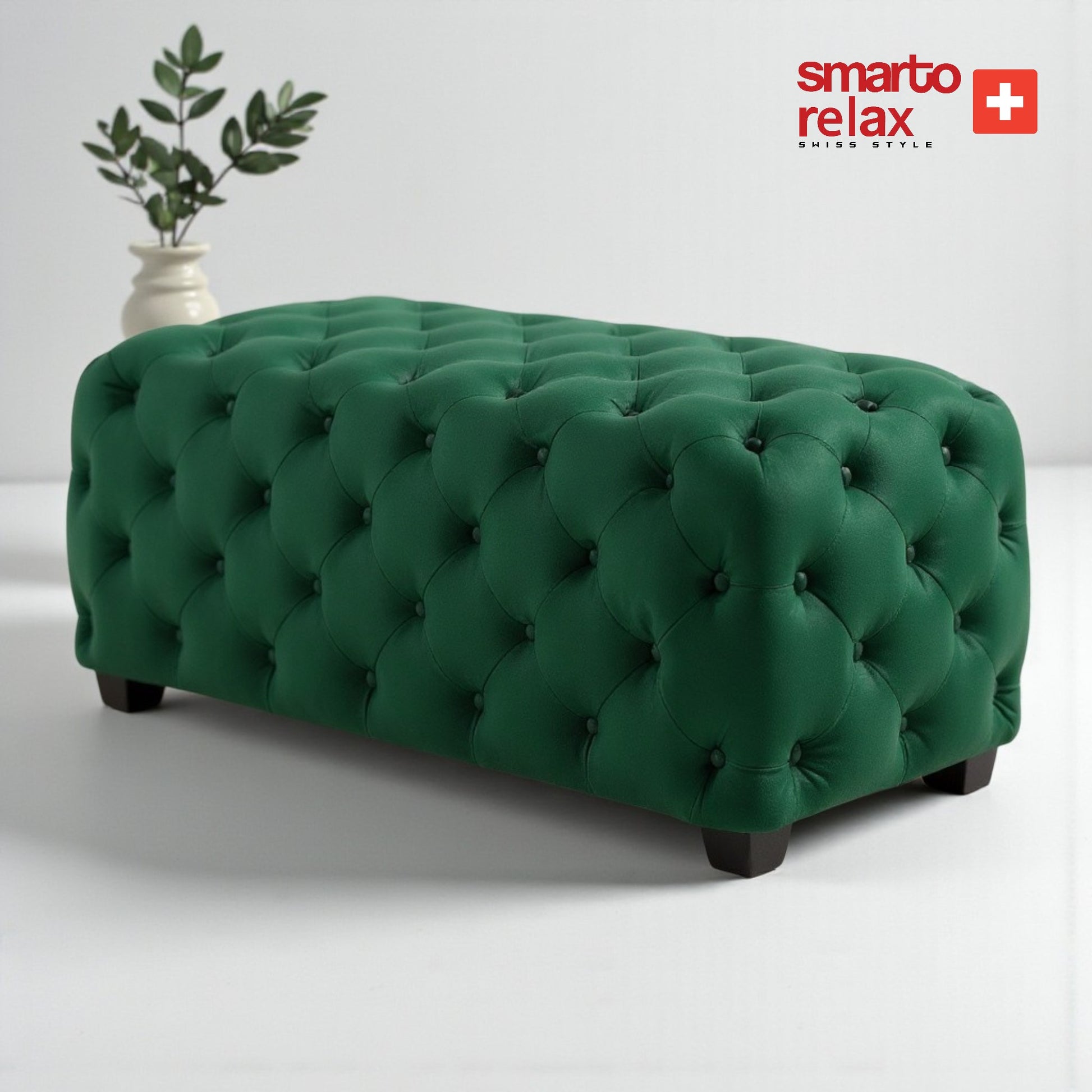 Smarto-Yeşil Siyah Ayaklı Kapitone Puf2