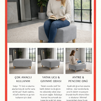 Smarto Relax Babyface Kare Puf 60x60×45 – Ahşap Ayak