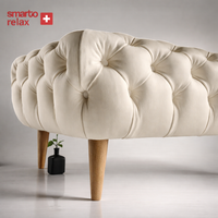 Smarto Relax Puf Adelboden Ahşap Ayaklı Kapitoneli 100x50x40 cm