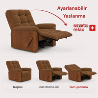 Smarto Relax Ticino Manuel TV Koltuğu Ahşap Yan Panelli Polyester Kumaş Baba Koltuğu