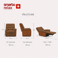 Smarto Relax Ticino Manuel TV Koltuğu Ahşap Yan Panelli Polyester Kumaş Baba Koltuğu