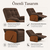 Smarto Relax Ticino Manuel Mekanizmalı Ayak Uzatmalı Ahşap Yan Panelli Polyester TV Koltuğu Baba Koltuğu