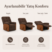 Smarto Relax Ticino Manuel Mekanizmalı Ayak Uzatmalı Ahşap Yan Panelli Polyester TV Koltuğu Baba Koltuğu