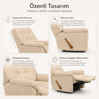 Smarto Relax Ticino Manuel Mekanizmalı Ergonomik TV Koltuğu Berjer Baba Koltuğu