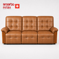 Smarto Relax Berlin 3’lü TV Koltuğu Orta Konsollu Bardaklıklı Deri Yatan Ayak Uzatmalı Ergonomik Sinema Koltuğu