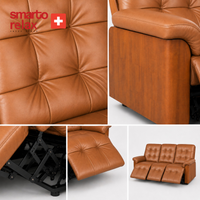 Smarto Relax Berlin 3’lü TV Koltuğu Orta Konsollu Bardaklıklı Deri Yatan Ayak Uzatmalı Ergonomik Sinema Koltuğu
