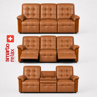 Smarto Relax Berlin 3’lü TV Koltuğu Orta Konsollu Bardaklıklı Deri Yatan Ayak Uzatmalı Ergonomik Sinema Koltuğu