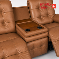Smarto Relax Berlin 3’lü TV Koltuğu Orta Konsollu Bardaklıklı Deri Yatan Ayak Uzatmalı Ergonomik Sinema Koltuğu