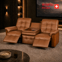 Smarto Relax Berlin 3’lü TV Koltuğu Orta Konsollu Bardaklıklı Deri Yatan Ayak Uzatmalı Ergonomik Sinema Koltuğu