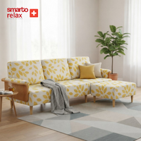 Smarto Relax İstanbul Köşe Takımı (Puflu) – Polyester Kumaş, Ahşap İskelet, Ahşap Ayaklı L Koltuk
