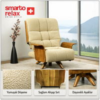 Smarto Relax TV Koltuğu Genova Siena  Ergonomik Döner Mekanizma Kadife/Şönil Krem Rengi