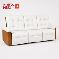 Smarto Relax Berlin 3’lü TV Koltuğu Orta Konsollu Bardaklıklı Deri Yatan Ayak Uzatmalı Ergonomik Sinema Koltuğu