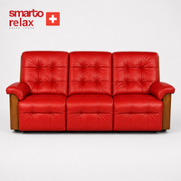 Smarto Relax Berlin 3’lü TV Koltuğu Orta Konsollu Bardaklıklı Deri Yatan Ayak Uzatmalı Ergonomik Sinema Koltuğu